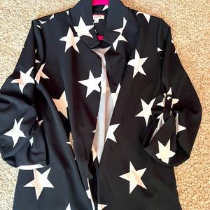 CUTENESS OVERLOAD- black polyester blazer with white stars